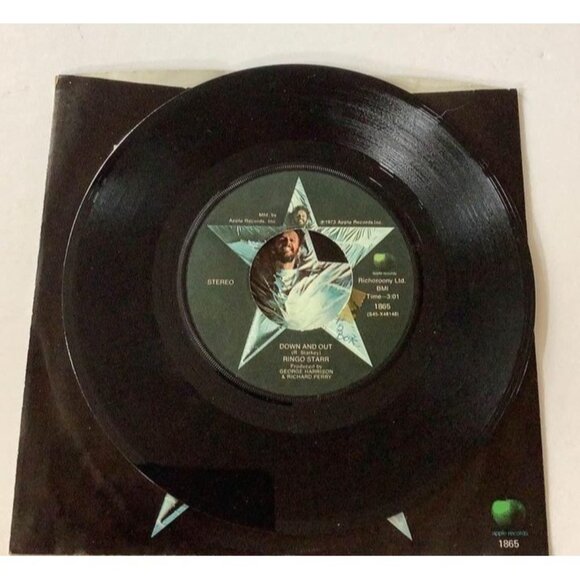 Ringo Star - Photograph & Down and Out 45 Record - Picture 1 of 3